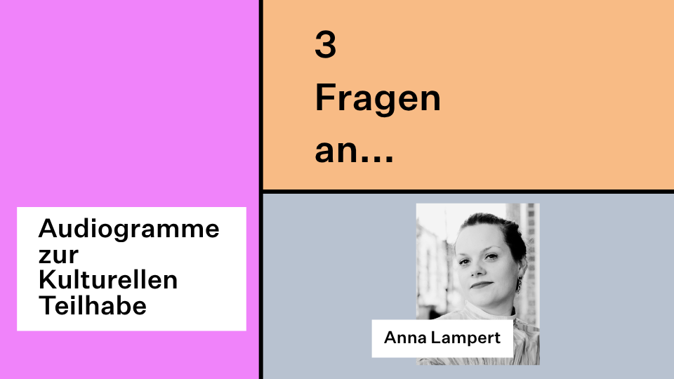 Cover der Audiogrammreihe mit Schriftzug, Titel und verschiedenfarbigen geometrischen Farbflächen.