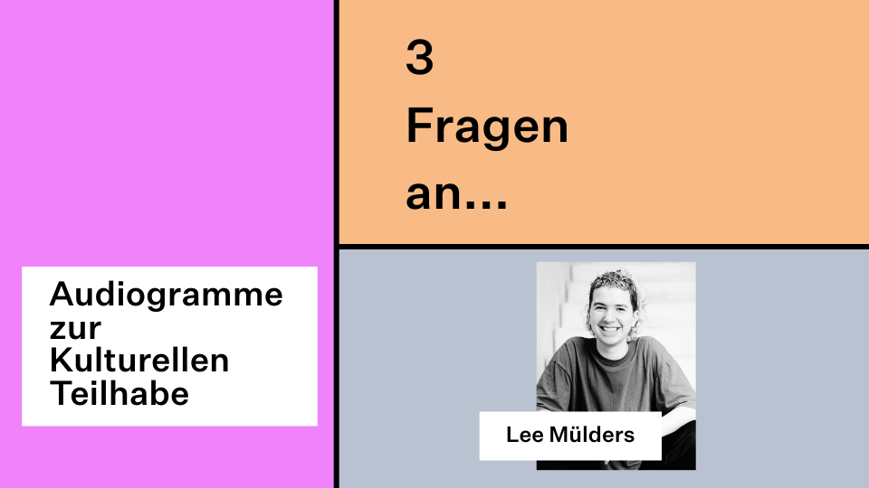 Cover der Audiogrammreihe mit Schriftzug, Titel und verschiedenfarbigen geometrischen Farbflächen.