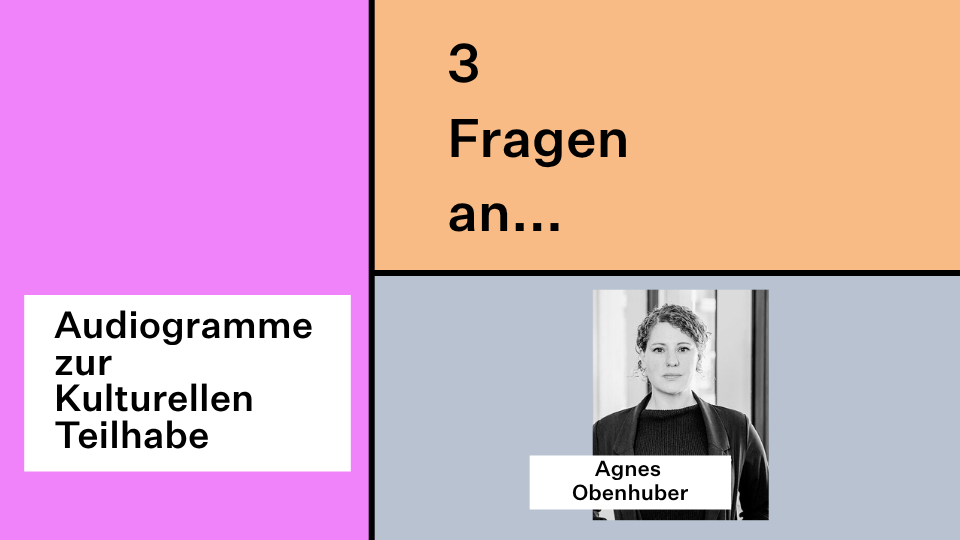 Cover der Audiogrammreihe mit Schriftzug, Titel und verschiedenfarbigen geometrischen Farbflächen.