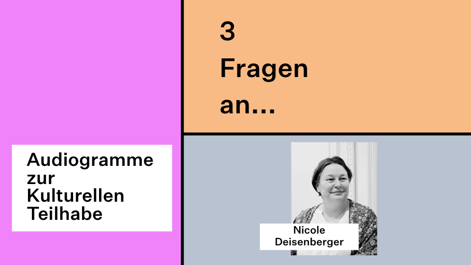 Cover der Audiogrammreihe mit Schriftzug, Titel und verschiedenfarbigen geometrischen Farbflächen.