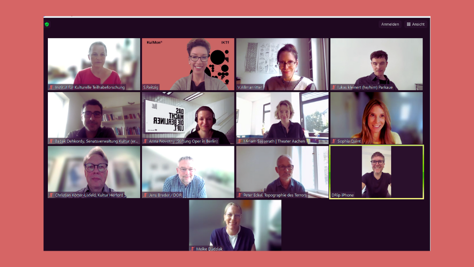 Screenshot von der digitalen konstituierenden Sitzung des KulMon-Beirats.